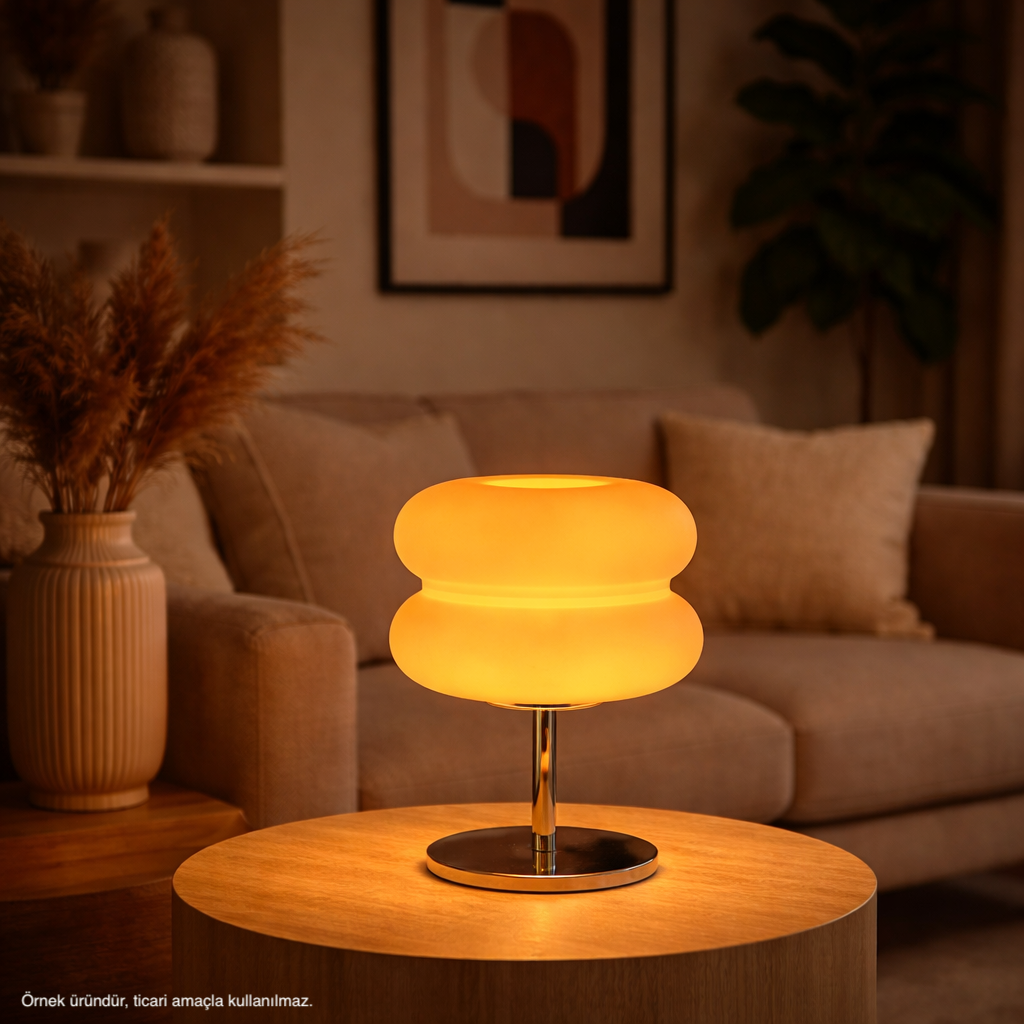 Amber Cam Küre Modern Masa Lambası