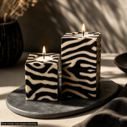 Zebra Desenli Dekoratif Mum Seti (2’li)