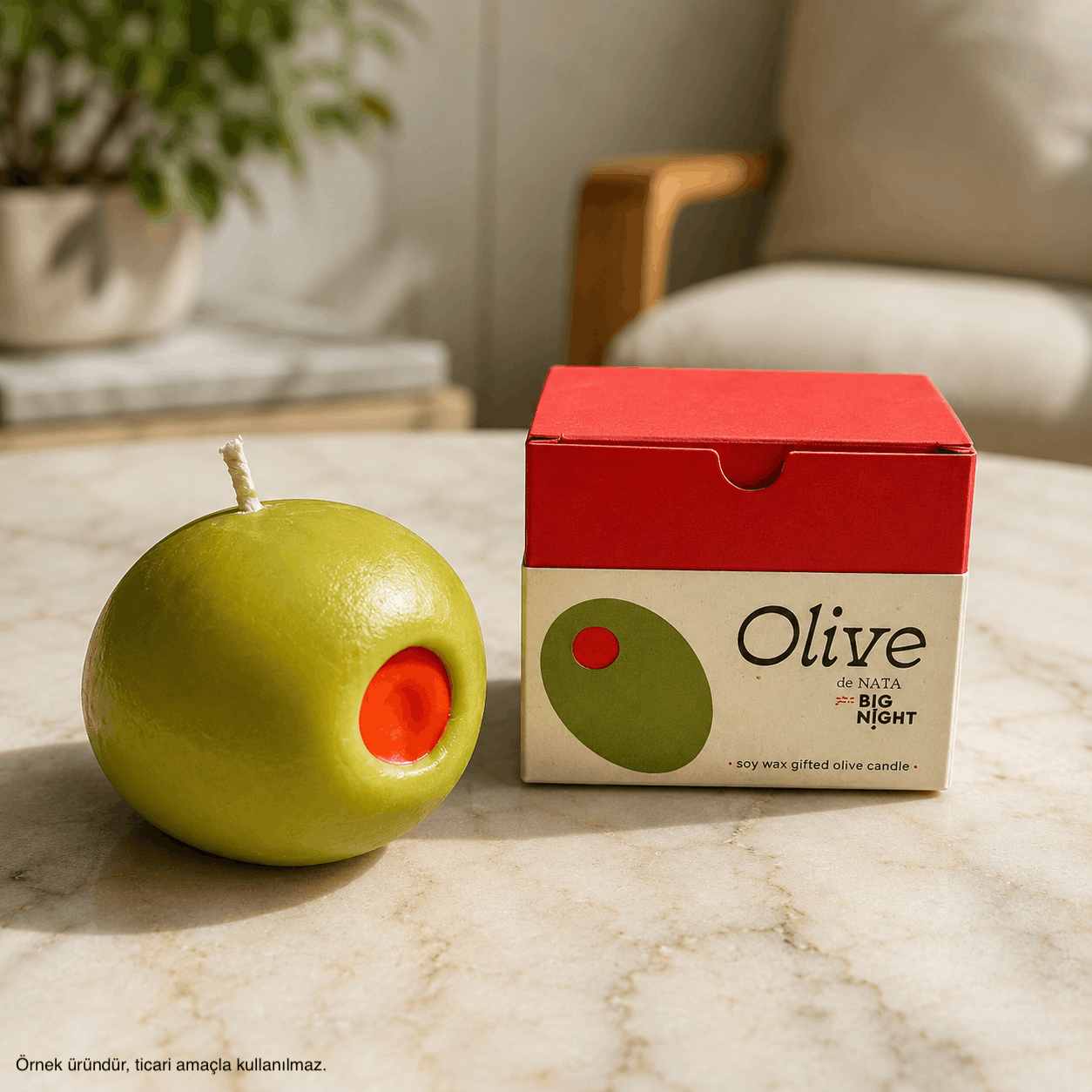 Zeytin Form Dekoratif Mum (Minimal Tasarım)