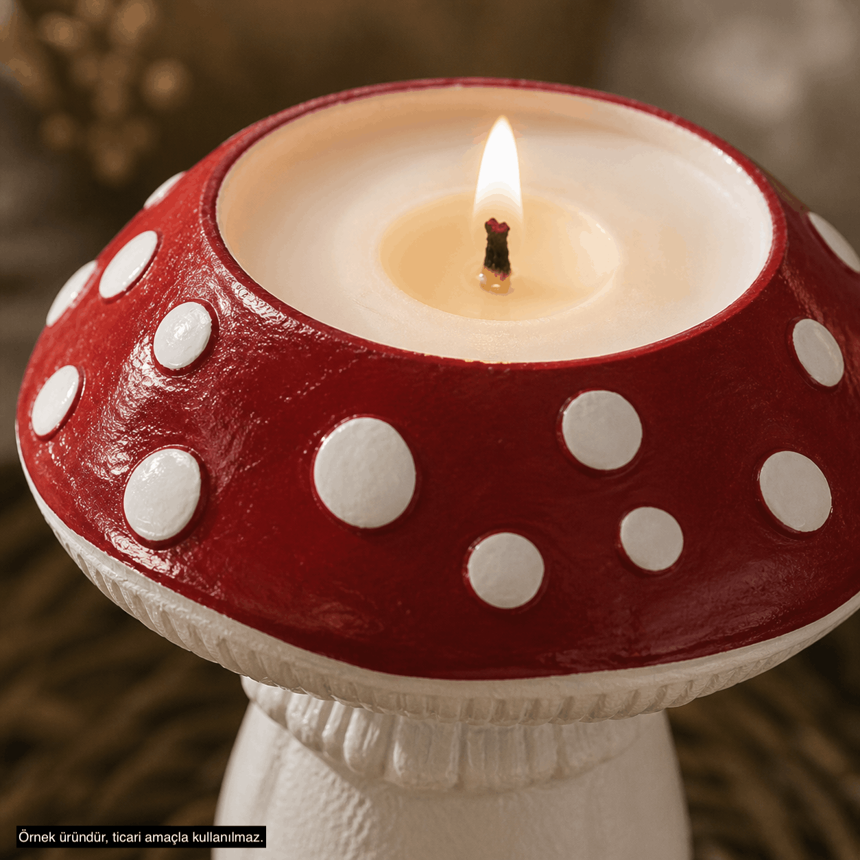 Mantar Form Seramik Mumluk (Dekoratif Tealight Mumluk)