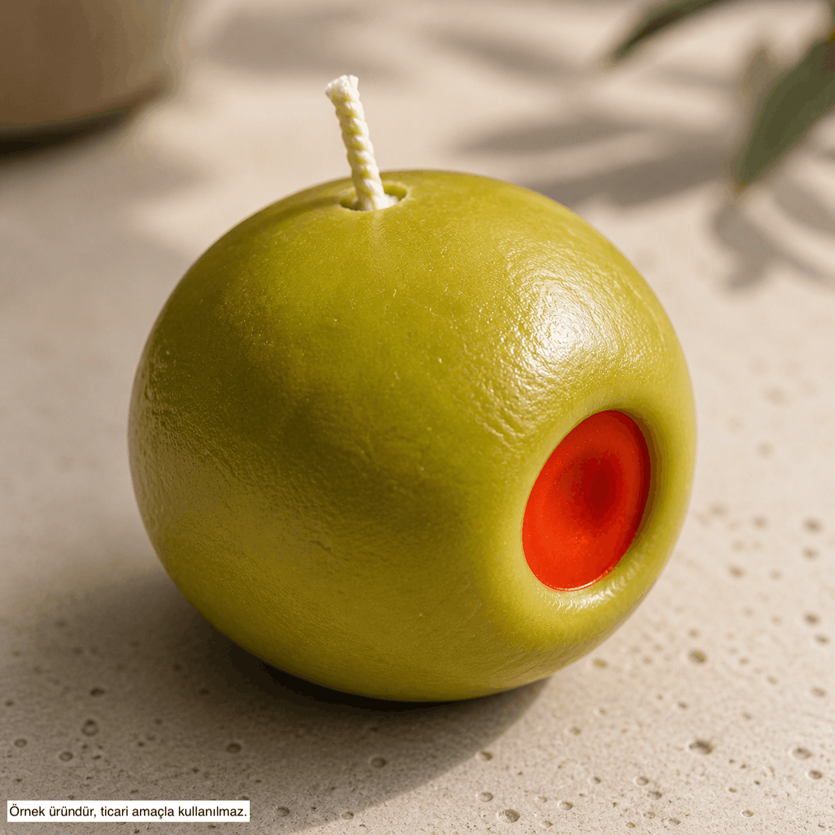 Zeytin Form Dekoratif Mum (Minimal Tasarım)