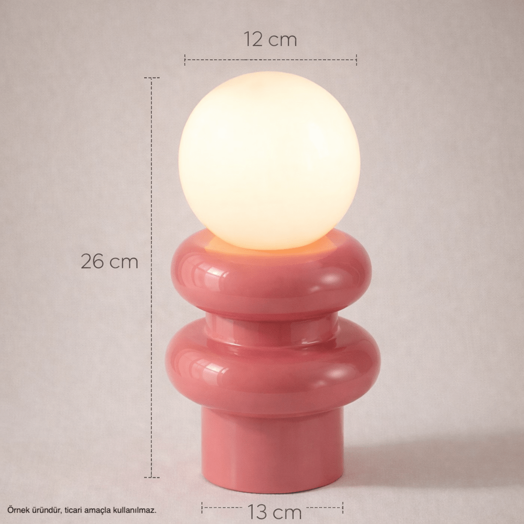 Retro Küre Cam Masa Lambası (Pembe)