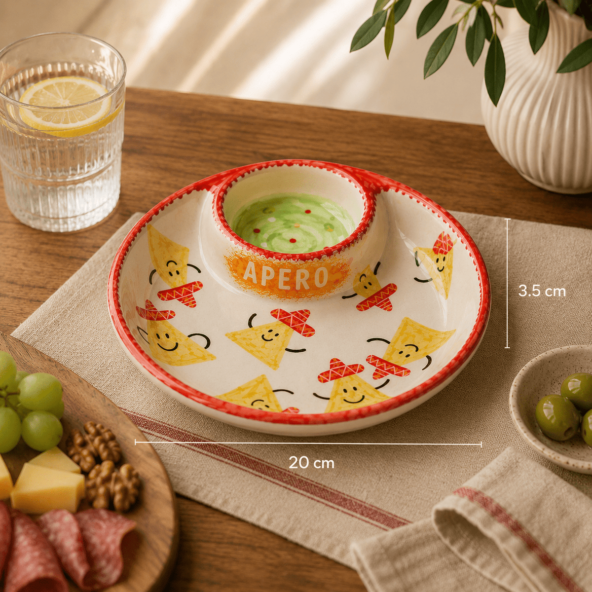 Apero Fiesta – El Yapımı Seramik Atıştırmalık Tabağı