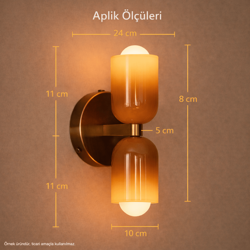 Amber Cam Çiftli Duvar Apliği